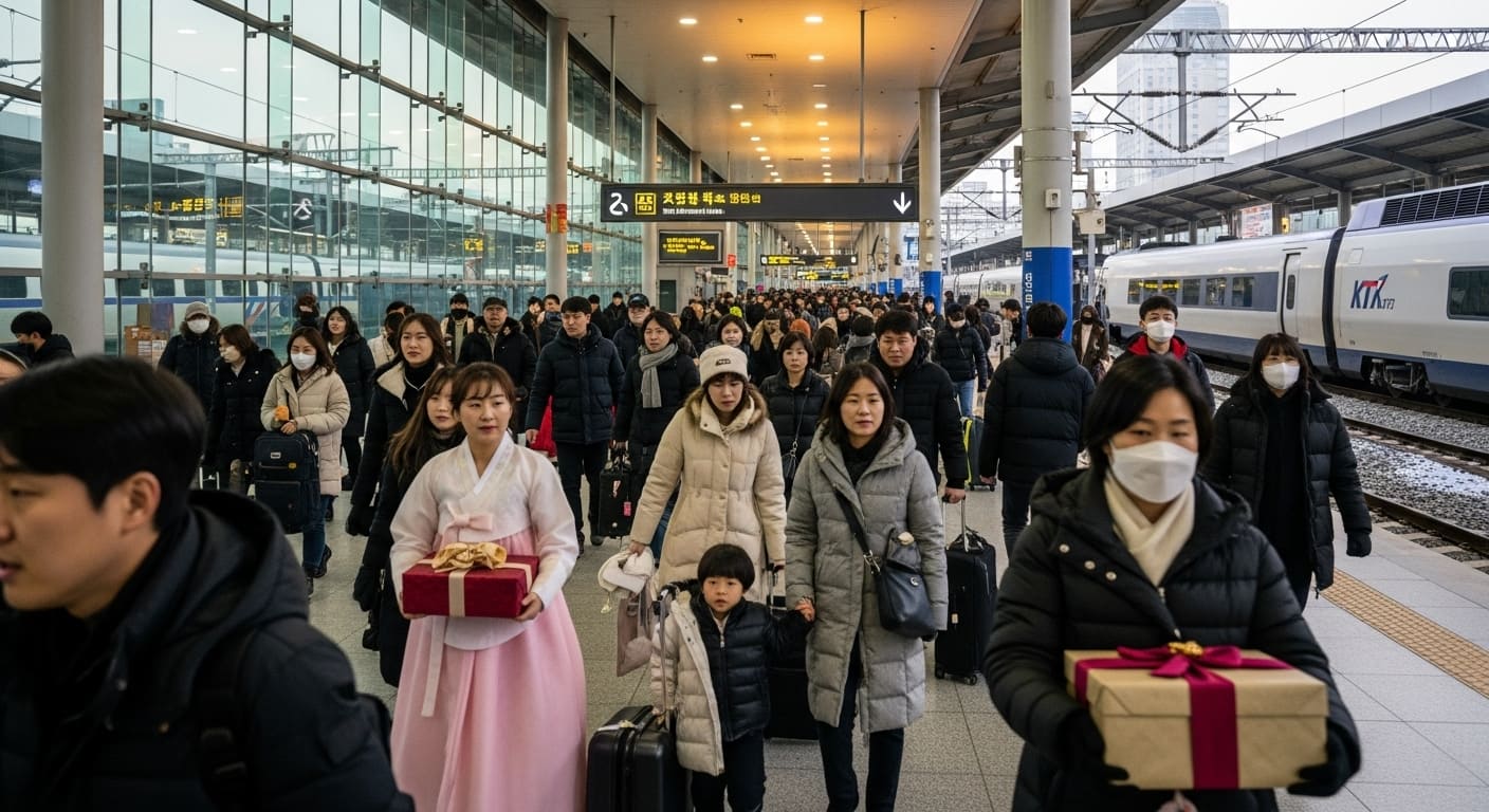 추석 기차표 대기좌석 신청을 위해 줄을 서는 모습