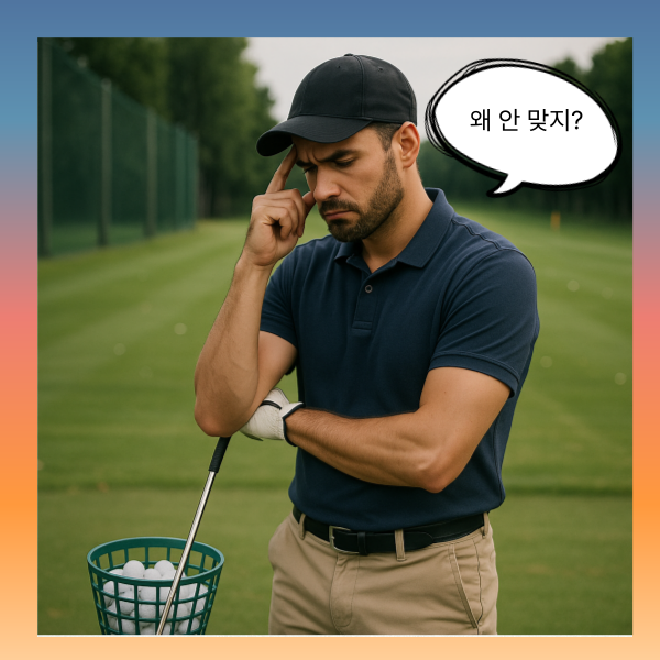 공이 정타에 안맞아 고민하는 골퍼