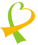 호스피스 완화의료의 날 심볼. 노란색과 초록색이 이어진 끈이 하트를 만들고 있다.