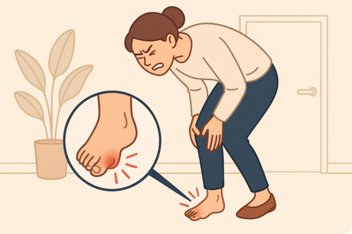 무지외반증에 보행이 힘든 여자 사진