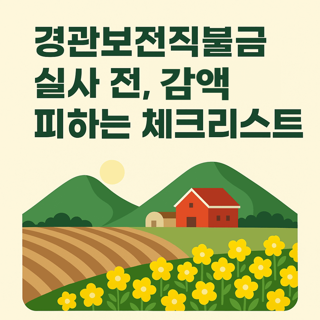 경관보전직불금 신청, 감액 피하는 체크리스트