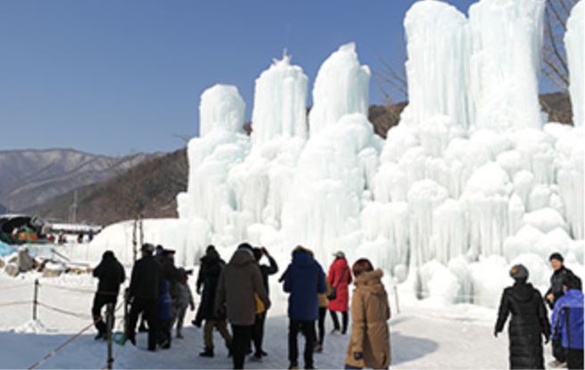 충남 청양 알프스마을 칠갑산 얼음분수축제
