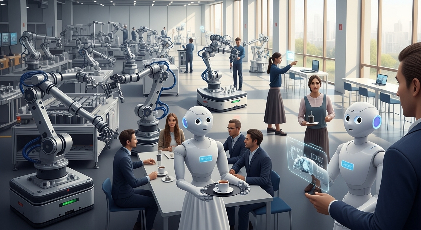 사람과 협력하는 다양한 형태의 첨단 산업용 및 서비스 로봇