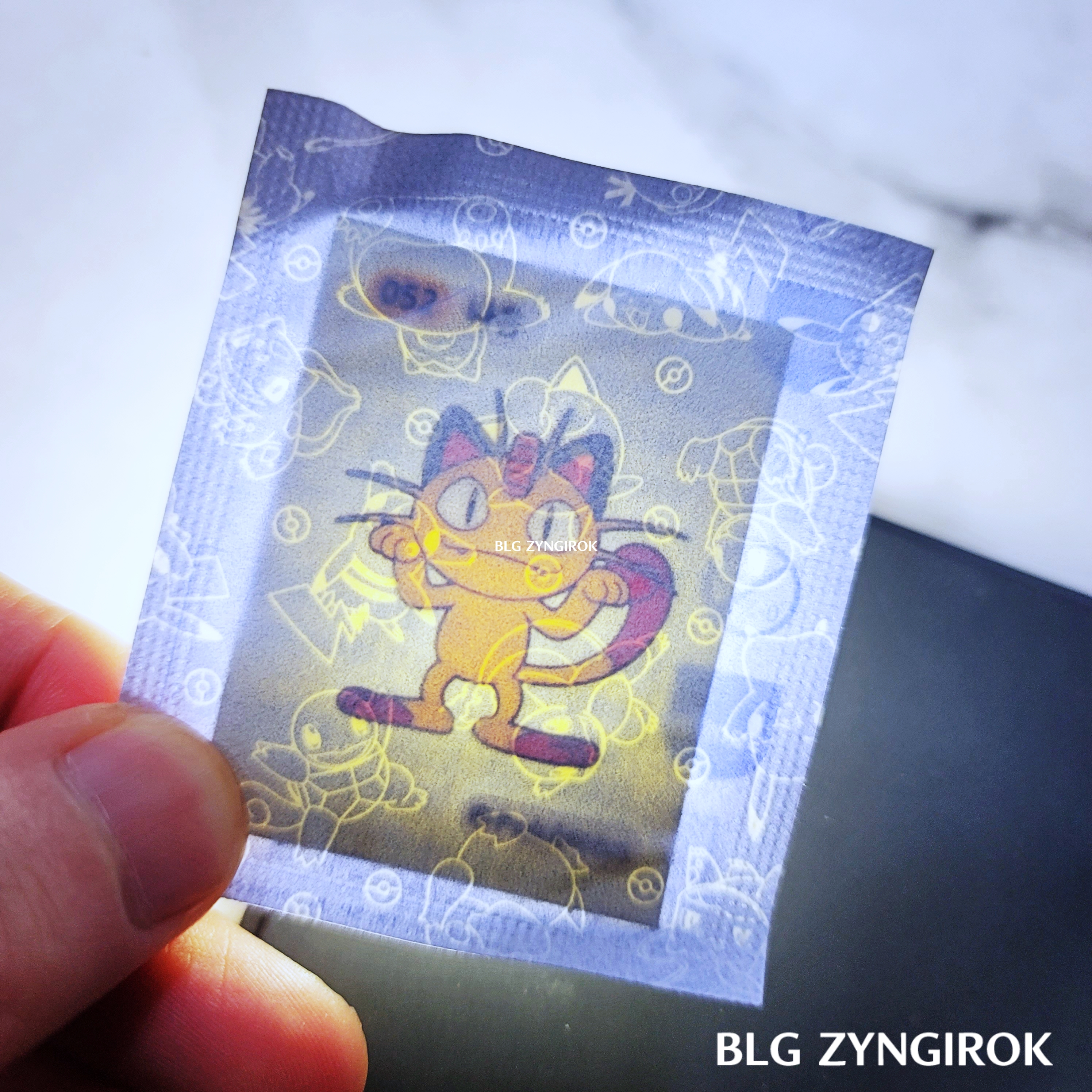 띠부띠부씰-냐옹이를-들고있다.