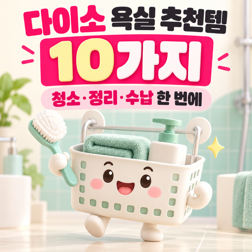 다이소 욕실 추천템 10가지｜물때&middot;배수구 청소부터 수납&middot;정리까지 총정리