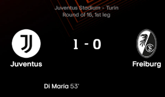 22/23시즌 UEFA 유로파리그 16강 1차전 유벤투스 대 프라이부르크 경기 결과