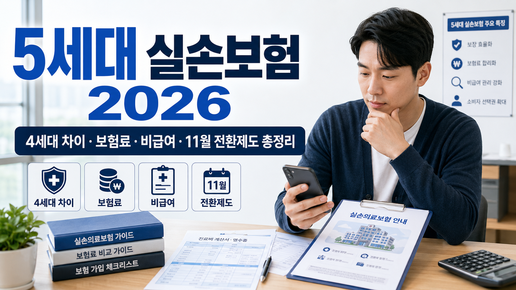 5세대 실손보험 2026｜4세대 차이&middot;보험료&middot;비급여&middot;11월 전환제도 총정리