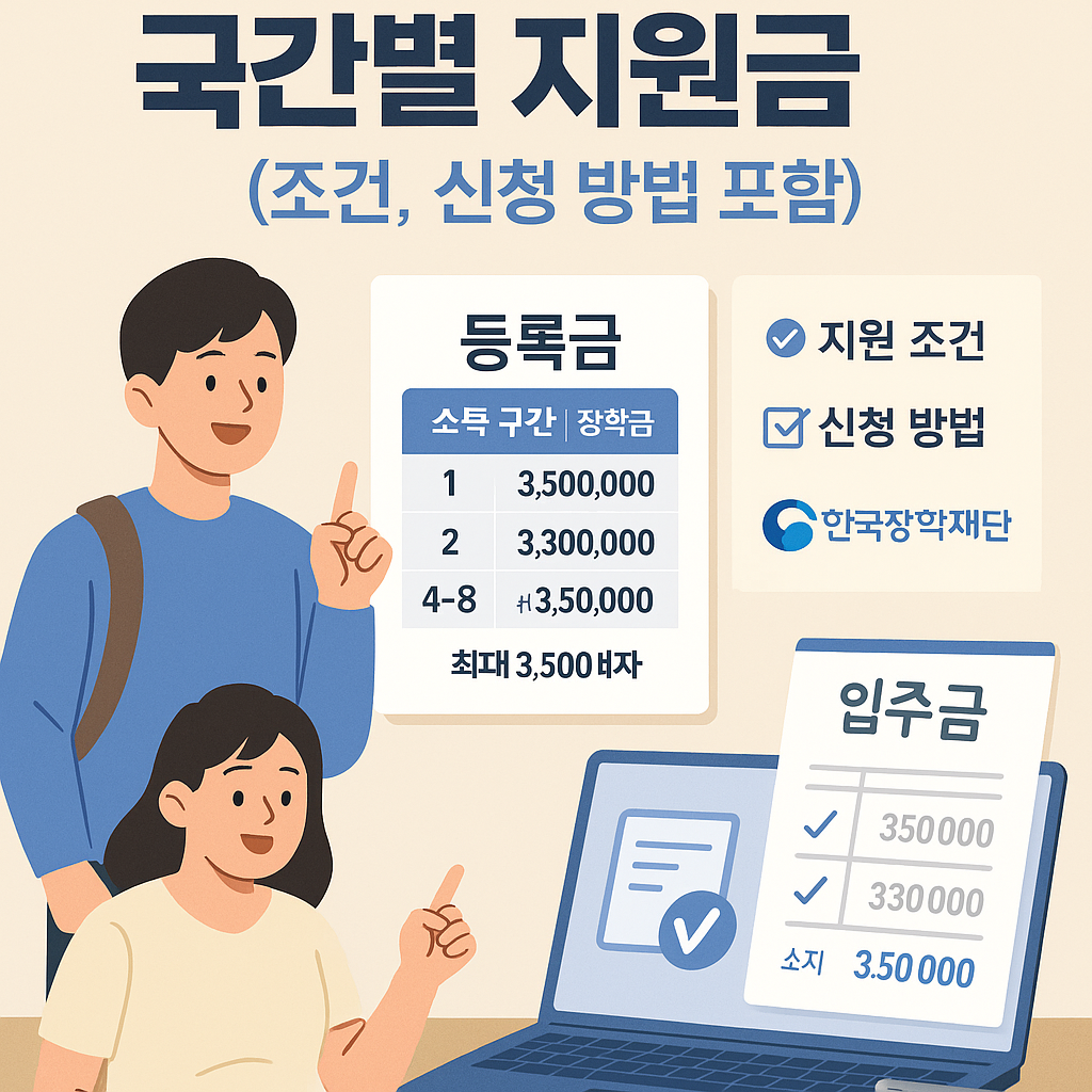2025 국가장학금 구간별 금액 요약 인포그래픽