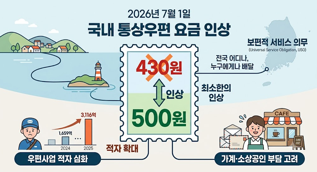 우편요금 5년만에 인상(보편서비스, 작자구조, 비용분담)