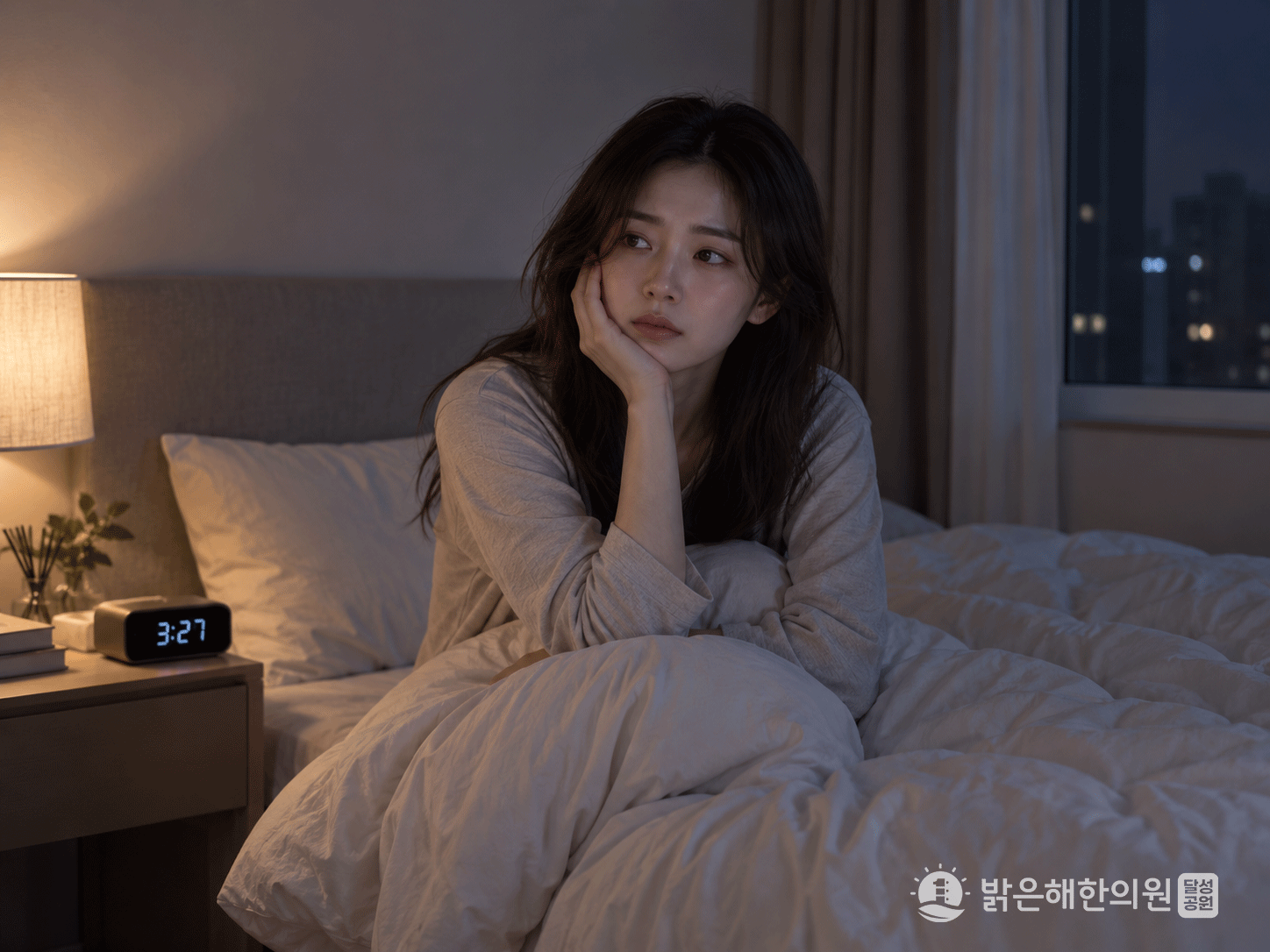 새벽 각성 후 밝은 빛을 줄이고 차분히 쉬는 모습