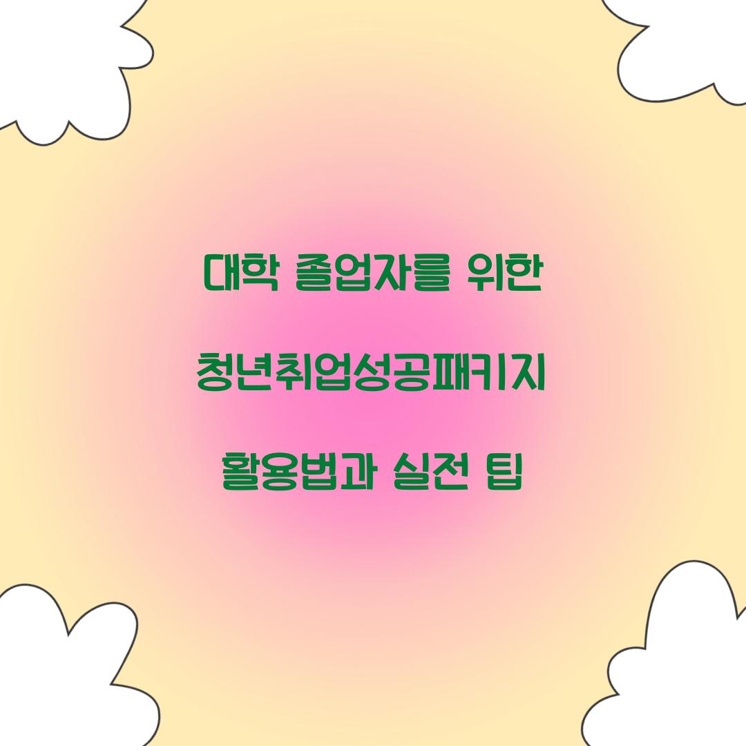 대학 졸업자를 위한 청년취업성공패키지 활용법