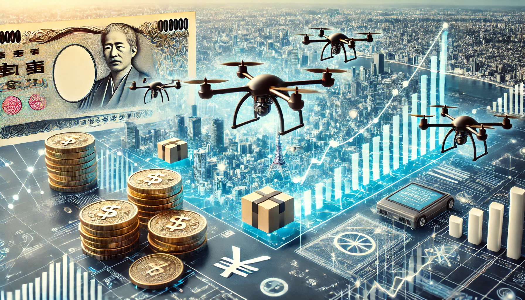 <드론>과 일본 금리의 상관관계를 보여주는 이미지