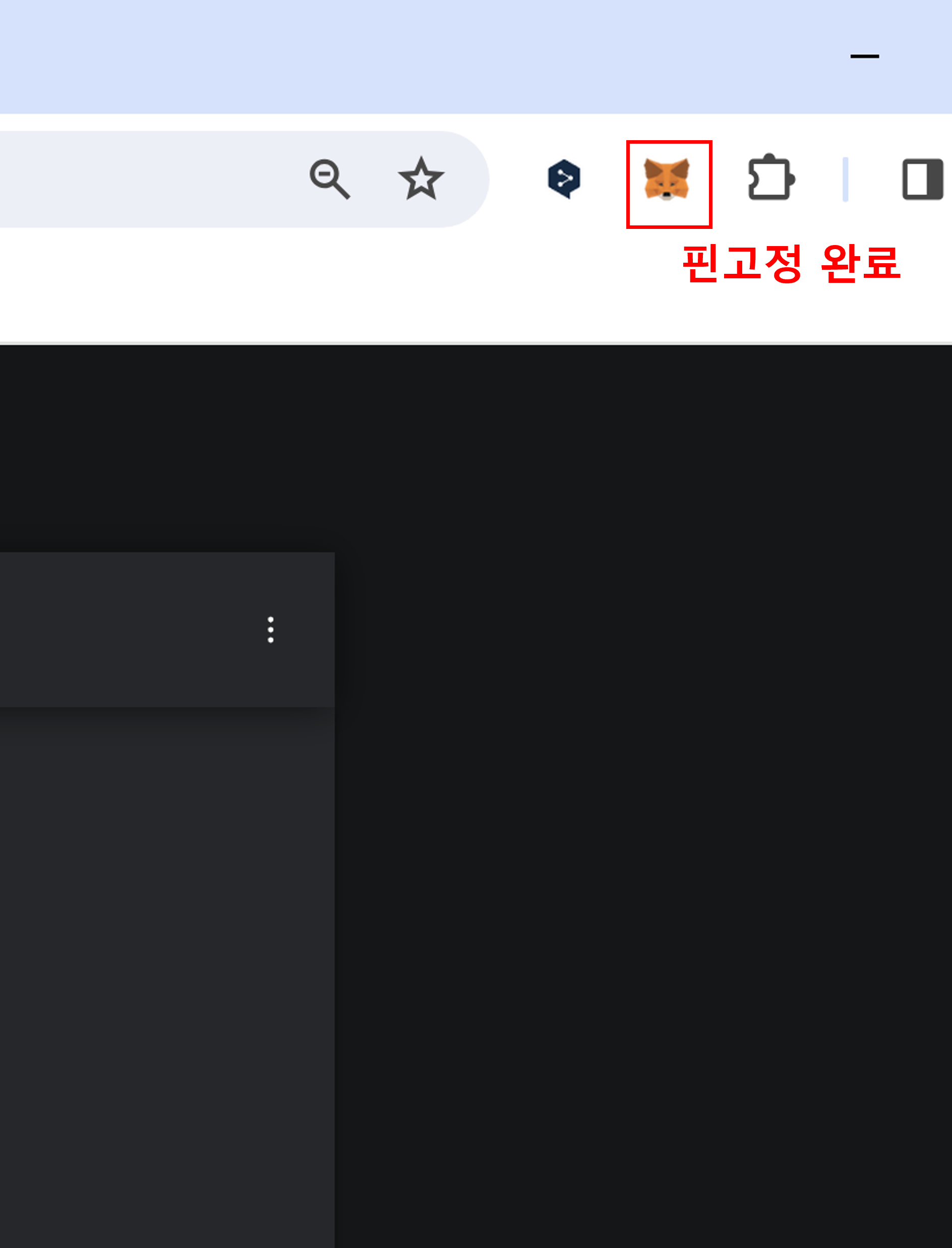 메타마스크 확장 프로그램 핀고정 이모티콘