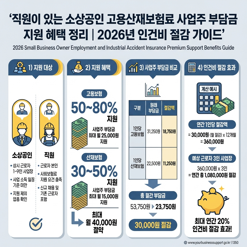 직원이 있는 소상공인 고용산재보험료 사업주 부담금 지원 혜택 정리