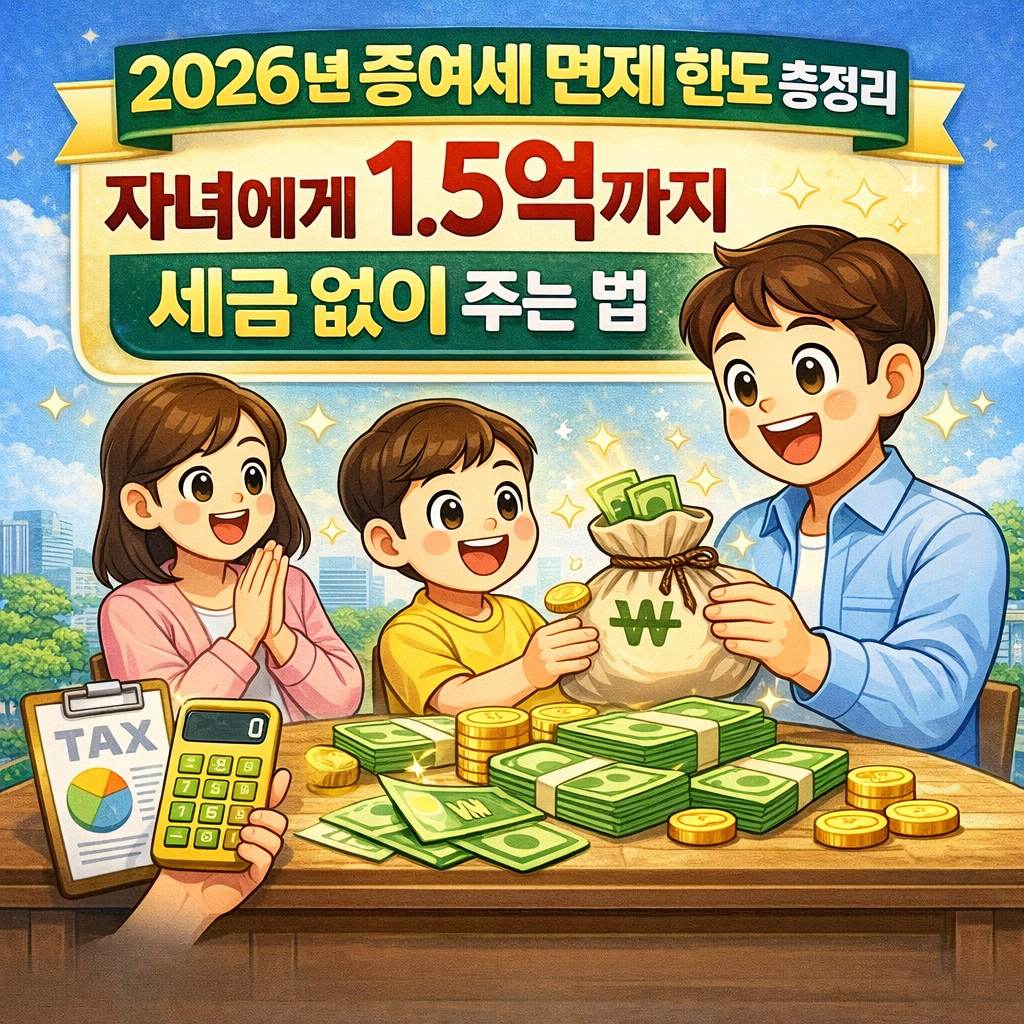 2026년 증여세 면제 한도 총정리: 자녀에게 1.5억까지 세금 없이 주는 법
증여세면제한도, 증여세계산법, 자녀증여세, 결혼증여세공제, 차용증작성법, 절세전략, 상속세와증여세, 재테크노하우, 거북이의재테크, 세금안내는법