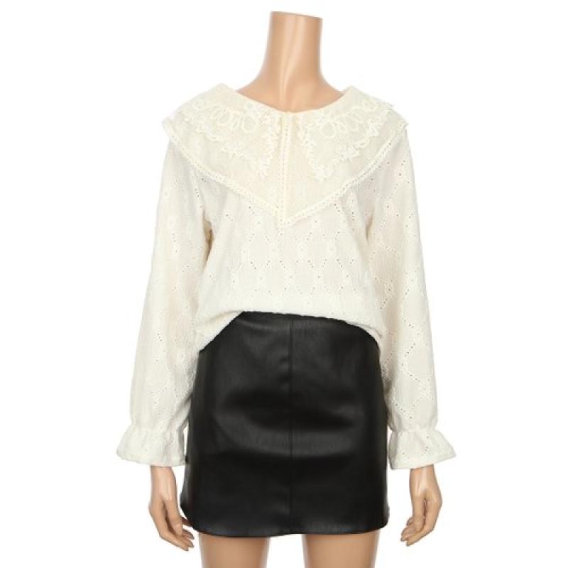 GGPX 더블 빅 카라 레이스 펀칭 블라우스 GMHSHE43F