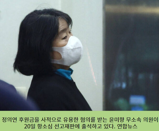 윤미향 항소심 결과 의원직 상실 위기