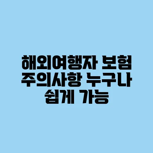 해외여행자 보험 주의사항 누구나 쉽게 가능