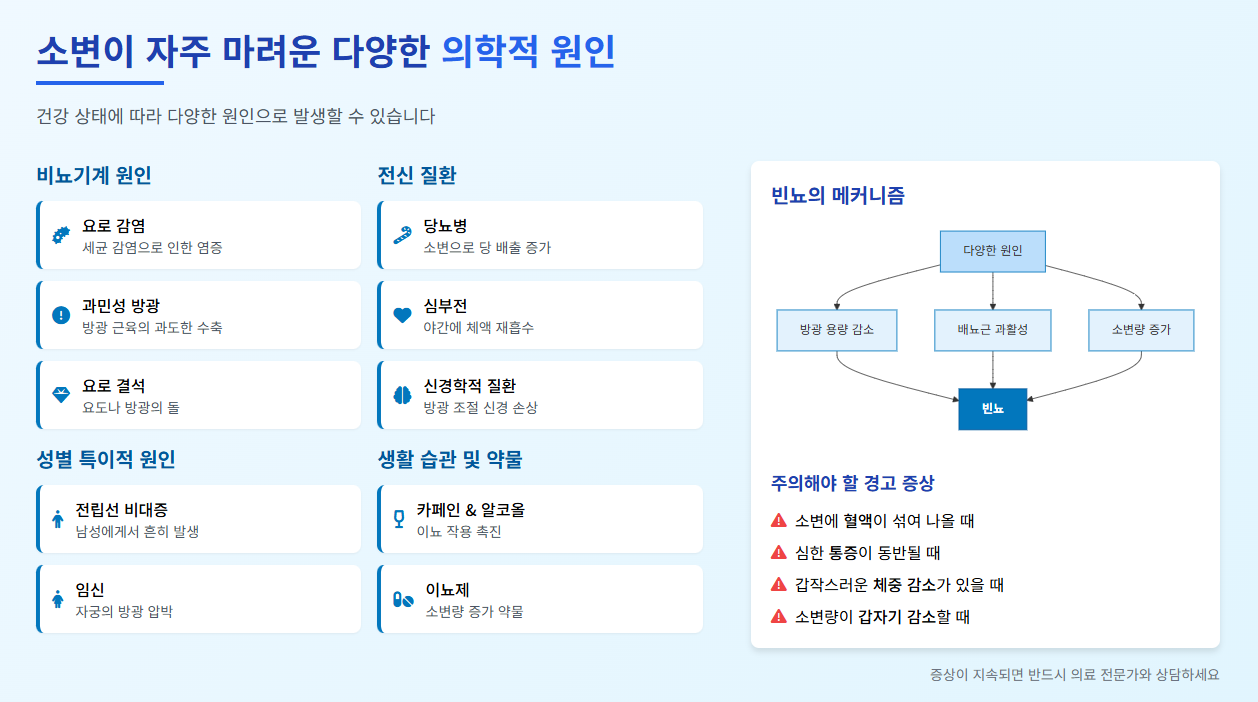 소변이 자주 마려운 다향한 의학적 원인