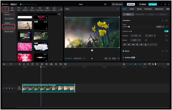 alt="캡컷 인터페이스 화면"