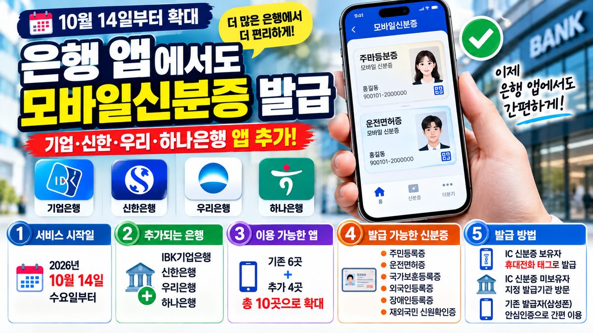 2026년 은행 앱 모바일신분증 발급 확대 안내 이미지