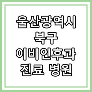 울산광역시 북구 이비인후과 진료 병원 찾는 방법
