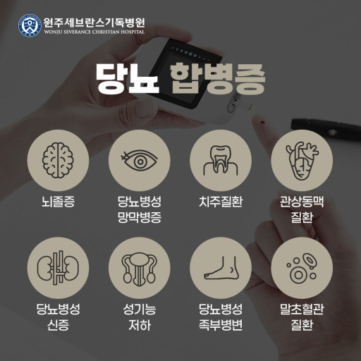 당뇨 합병증으로 어떤 질병이 있는지 보여주는 이미지 입니다.