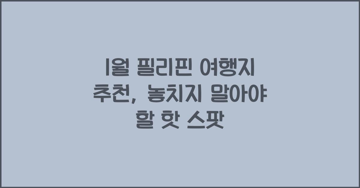 1월 필리핀 여행지 추천
