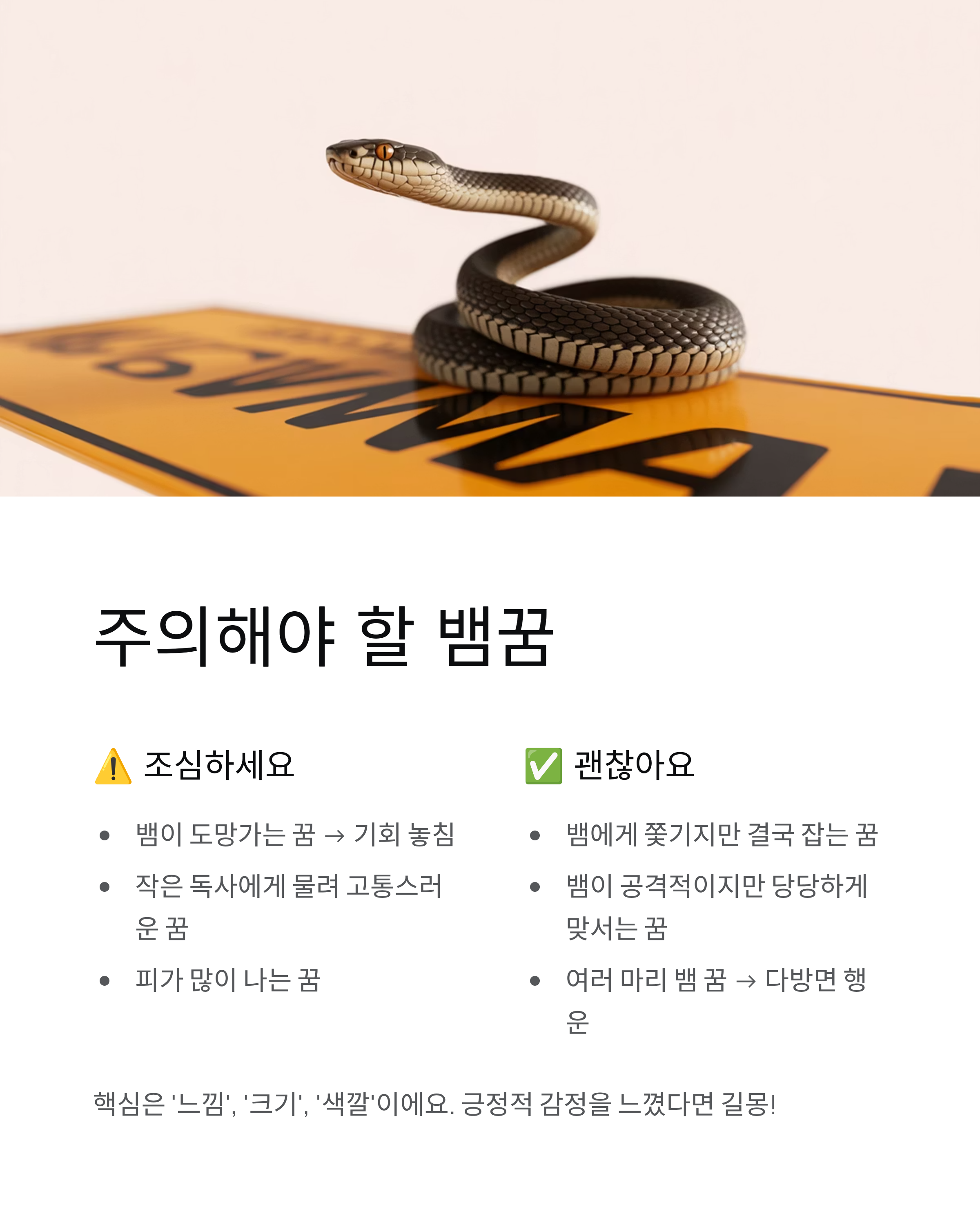 뱀꿈해몽 총정리, 큰뱀·구렁이·흰뱀·물리는꿈까지 완벽 분석!