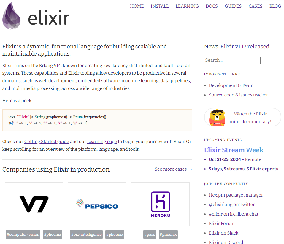 elixir homepage