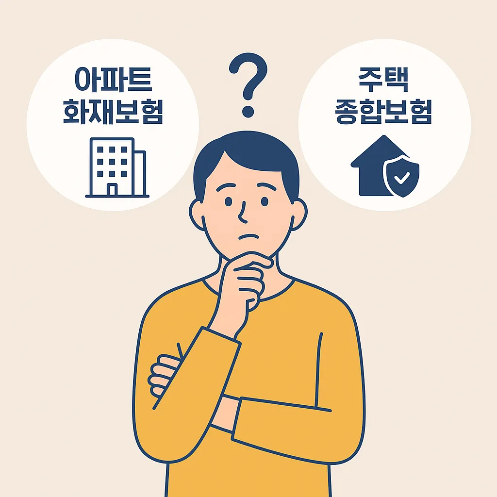 두 가지 보험 중 선택을 고민하는 사람의 모습