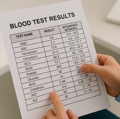 혈액검사표
