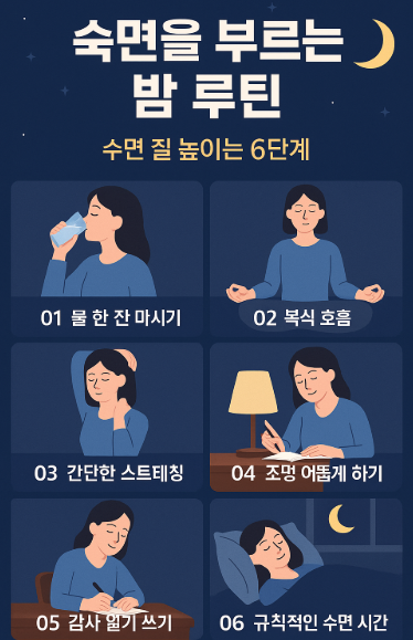 숙면을 부르는 밤 루틴 – 수면 질 높이는 6단계