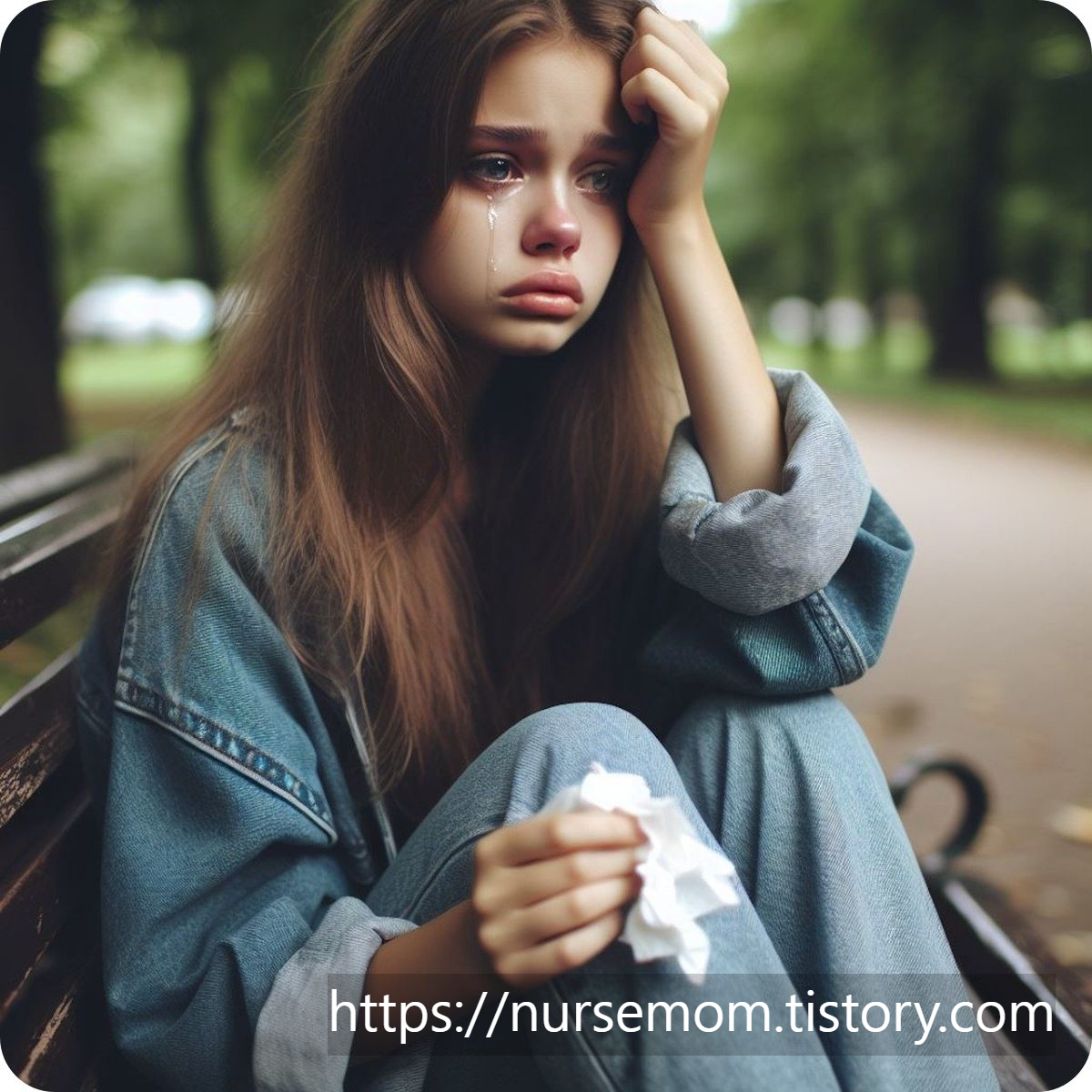 공원-벤치에앉아서-울고있는-여자아이