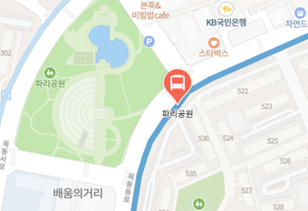 파리공원에서 인천공항 리무진 공항버스(6018번) 지도 위치