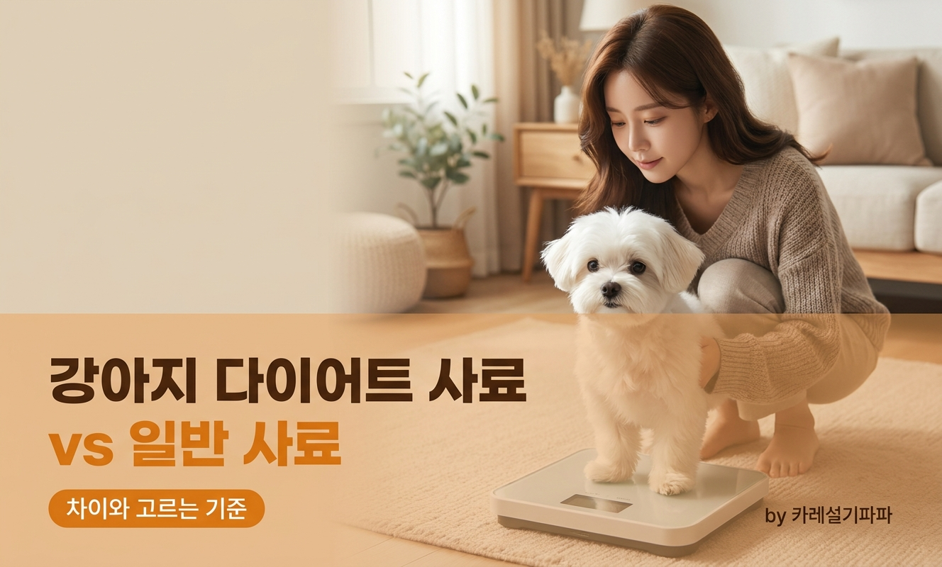 체중계 위 강아지를 살펴보는 여성