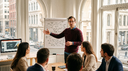 여려명의 사람들이 토론하는 장면