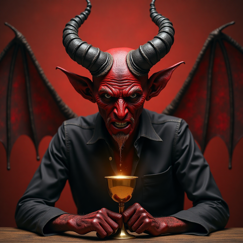 사진-술잔을 앞에 둔 악마