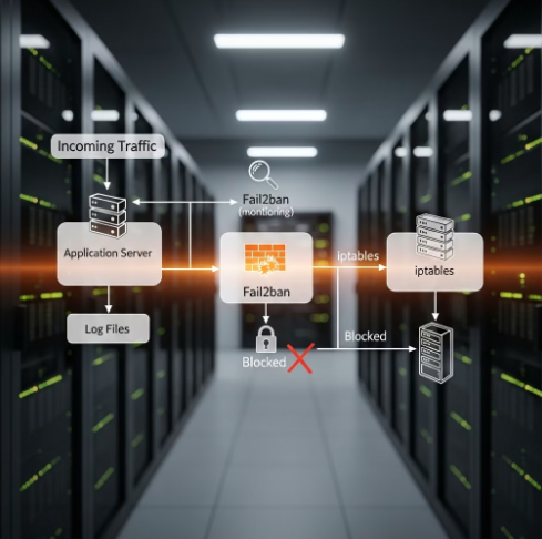 iptables와 fail2ban 연동 구성도 이미지