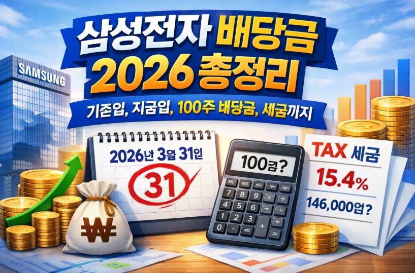 삼성전자 배당금 2026 총정리 ❘ 기준일, 지급일, 100주 배당금, 세금까지