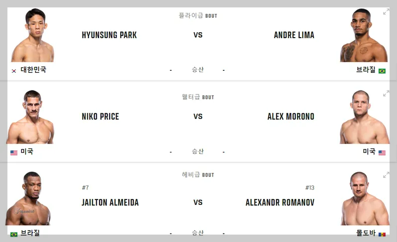 UFC 302 대진