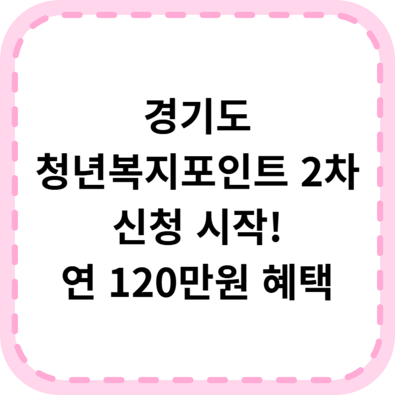 경기도 청년복지포인트 2차 신청하고 최대 120만원 지원받기