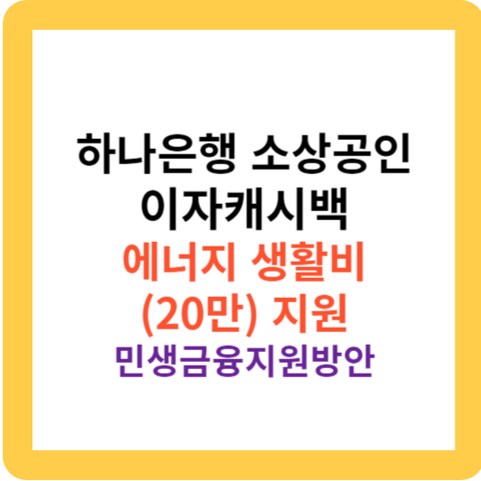하나은행 소상공인 민생금융지원(이자캐시백 자율프로그램)