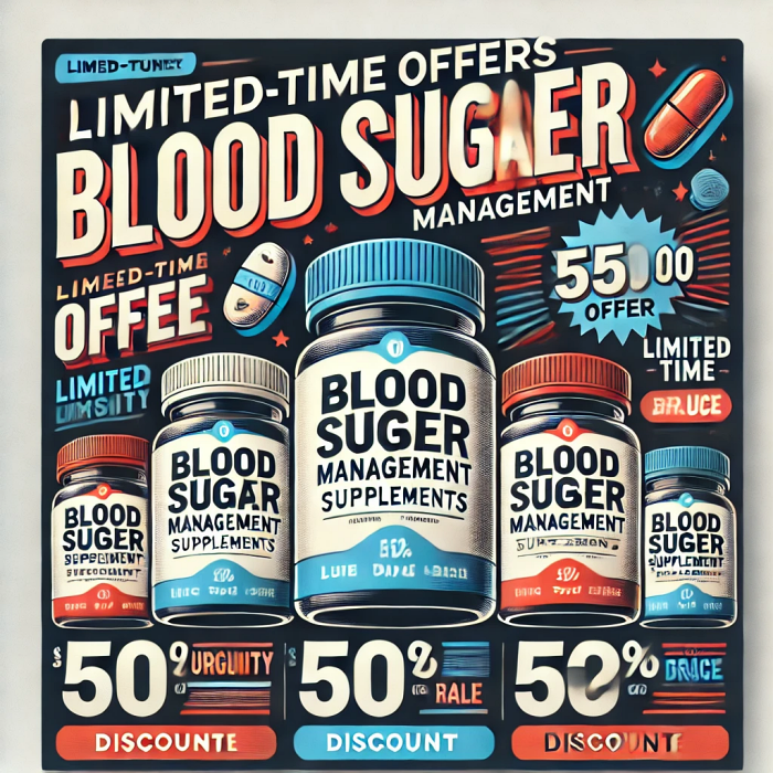 혈당 조절 보조제 한정 세일을 강조한 홍보 이미지.