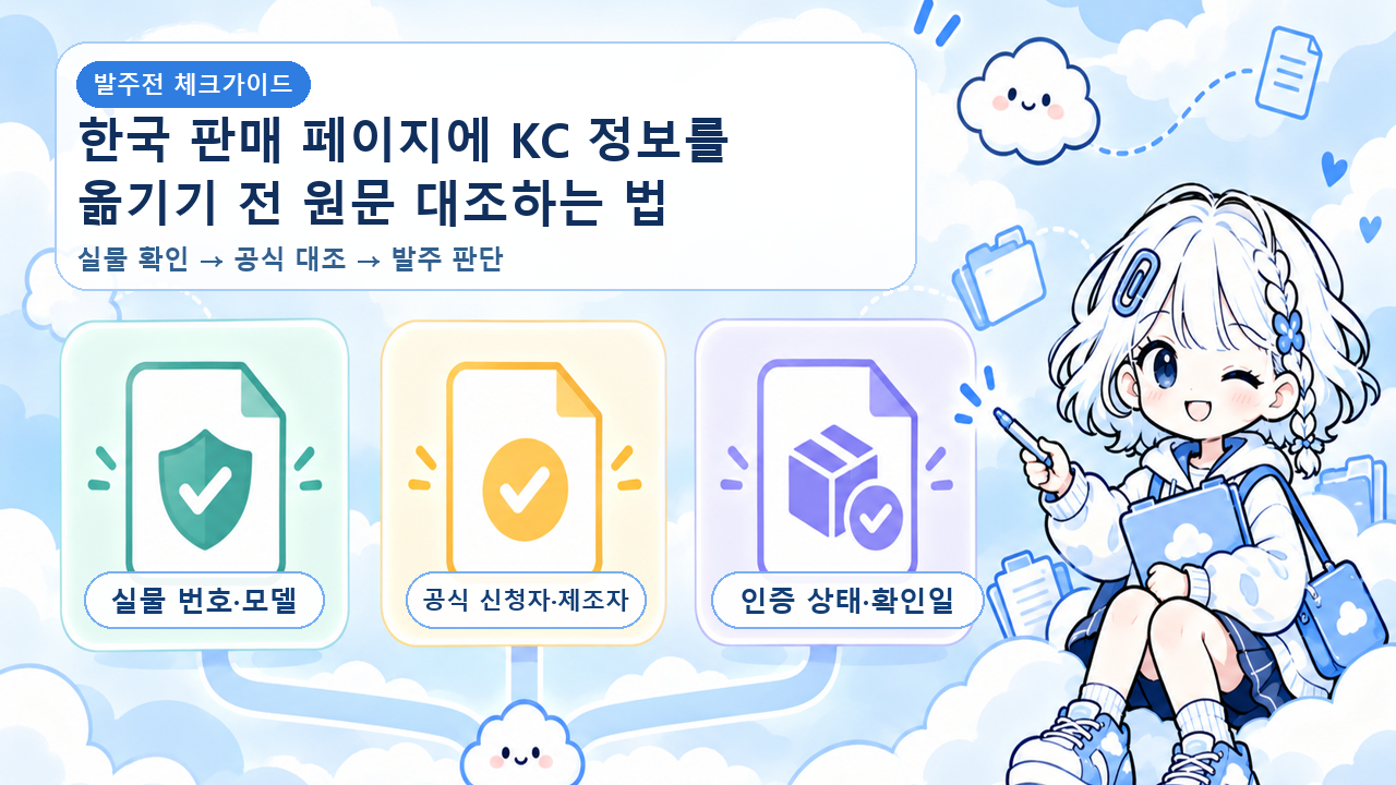 한국 판매 페이지에 KC 정보를 옮기기 전 원문 대조하는 법 대표 이미지