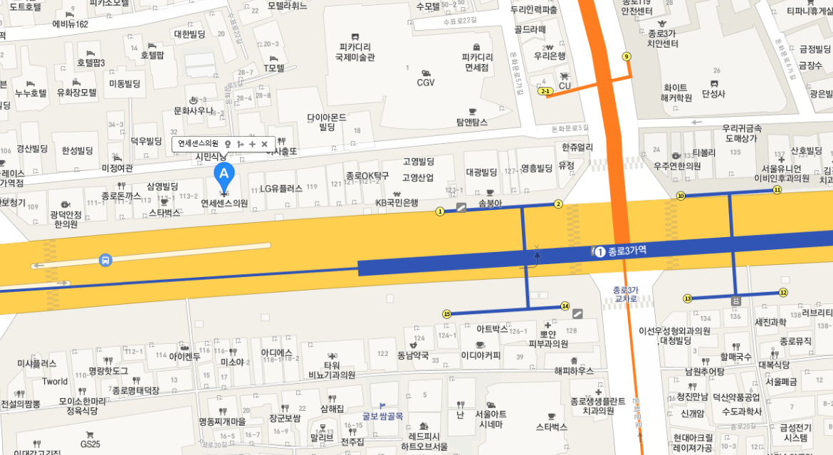 종로 3가 연세센스의원 위치