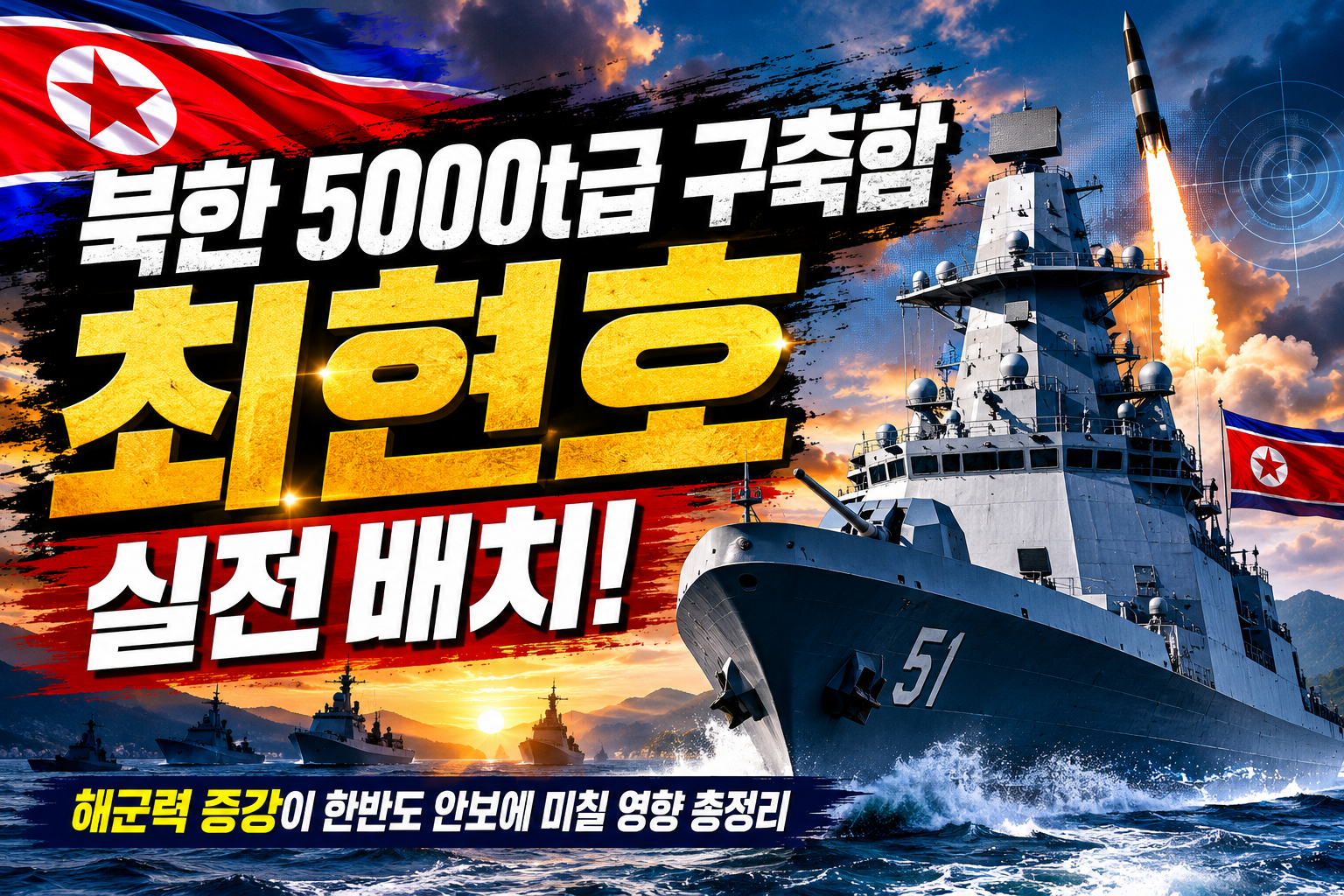 북한 5000t급 구축함 최현호 실전 배치! 해군력 증강이 한반도 안보에 미칠 영향 총정리 관련 사진