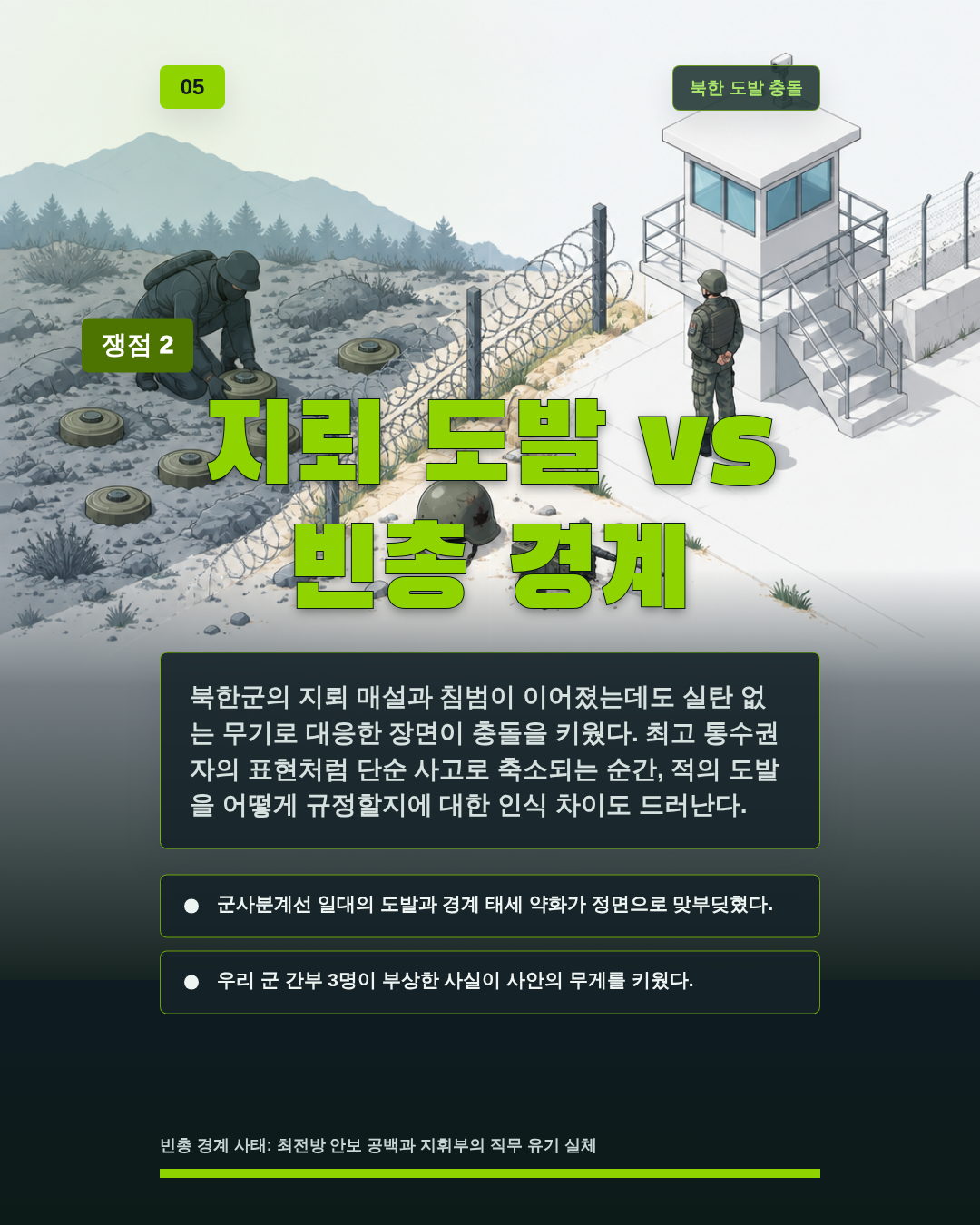 지뢰 도발 vs 빈총 경계