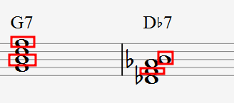 도미넌트 기능의 대리코드(CM7 스케일 기준) :Db7