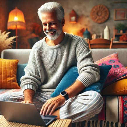 쿠팡이츠 알아보고 있는 중년 남성